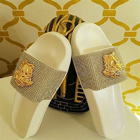 versace white crystal slides